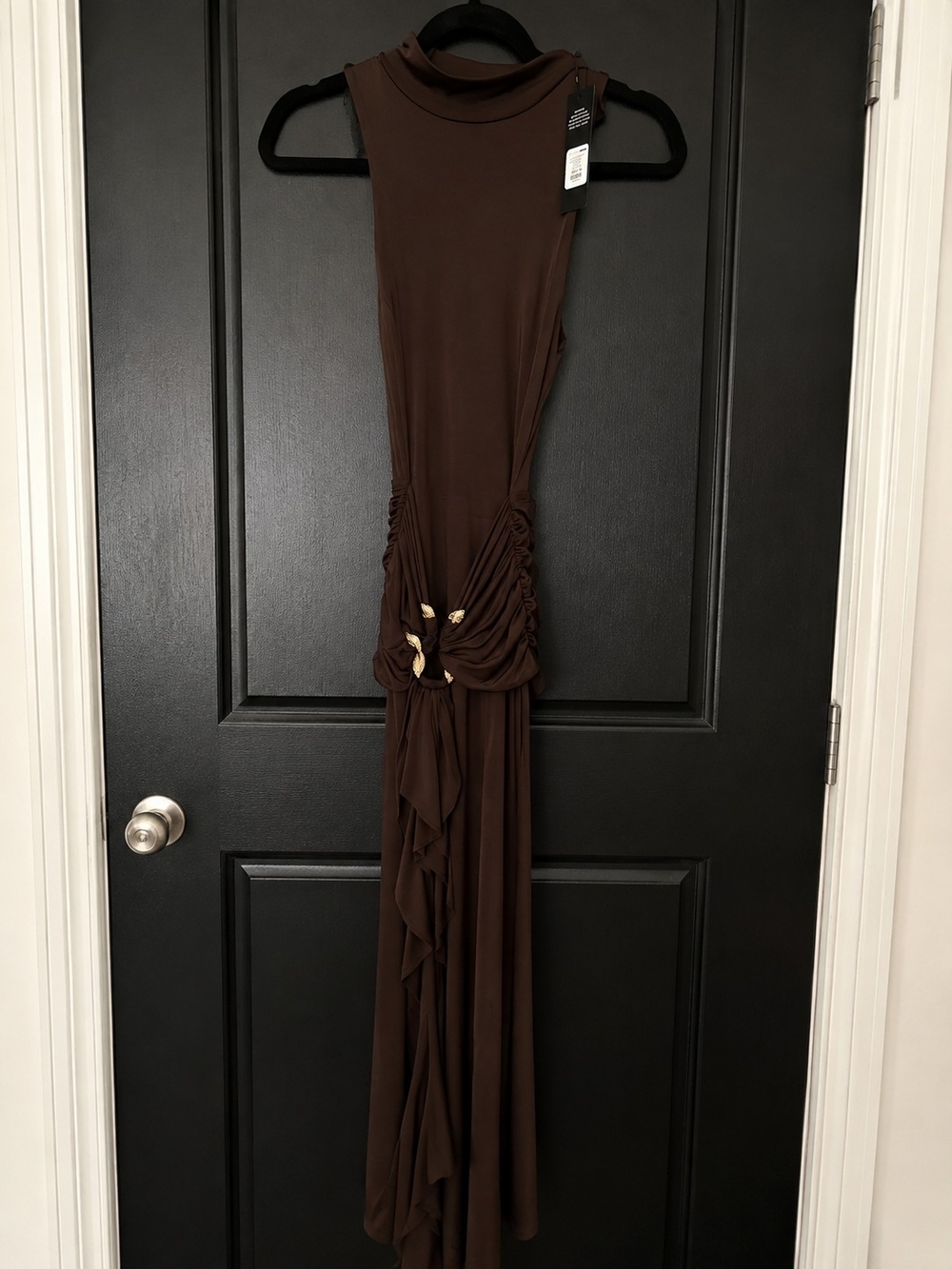 Fashion Nova Chocolate Brown Ruched Maxi Dress
